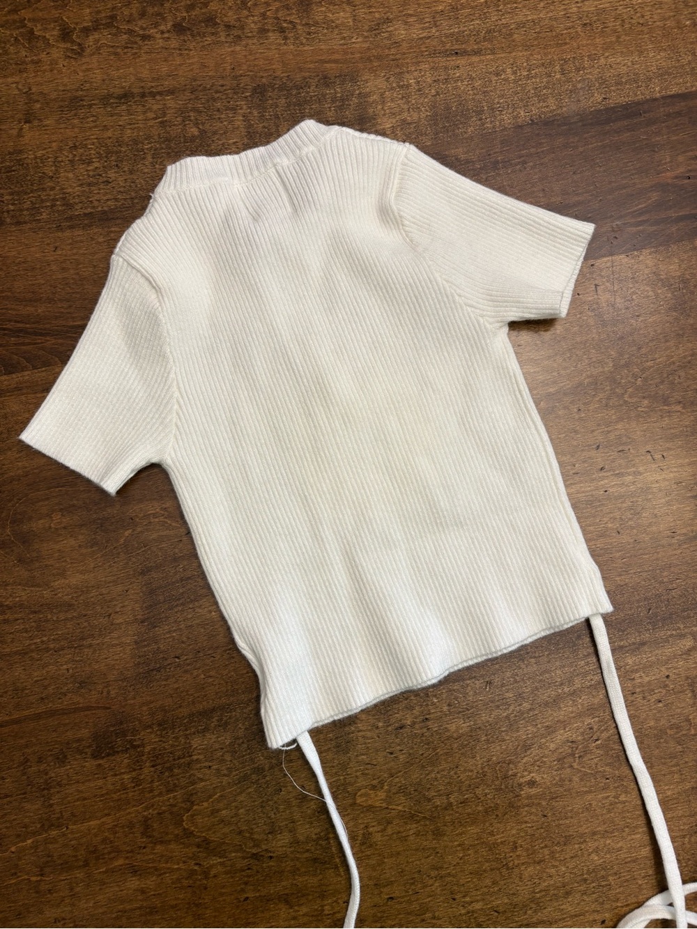 Princess Polly Anita Crop Top Tee White Ribbed Fitted Short Sleeve US 2 NWT - Picture 15 of 16